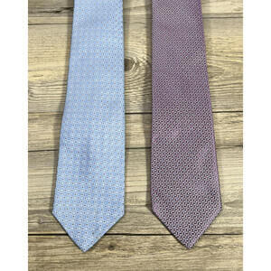 2 - Brooks Brothers Tie Makers Merchants 100% Silk Necktie Geometric Blue/Purple